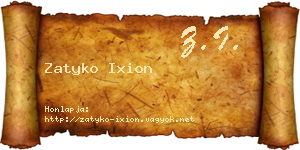 Zatyko Ixion névjegykártya